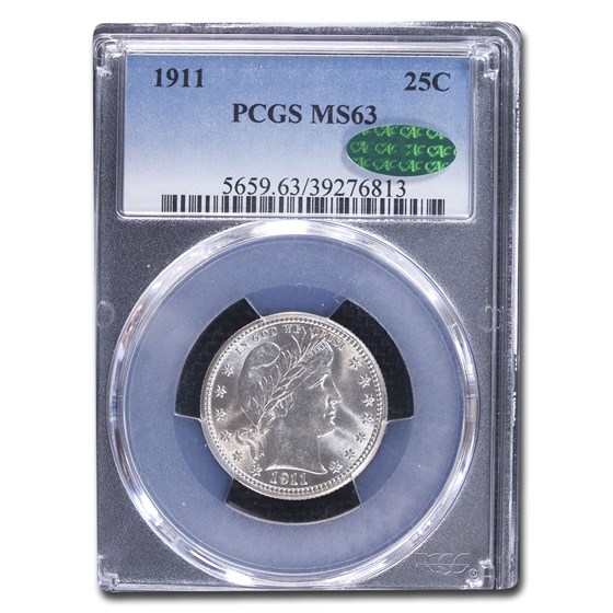 1911 Barber Quarter MS-63 PCGS CAC 1911 Barber Quarter MS-63 PCGS CAC